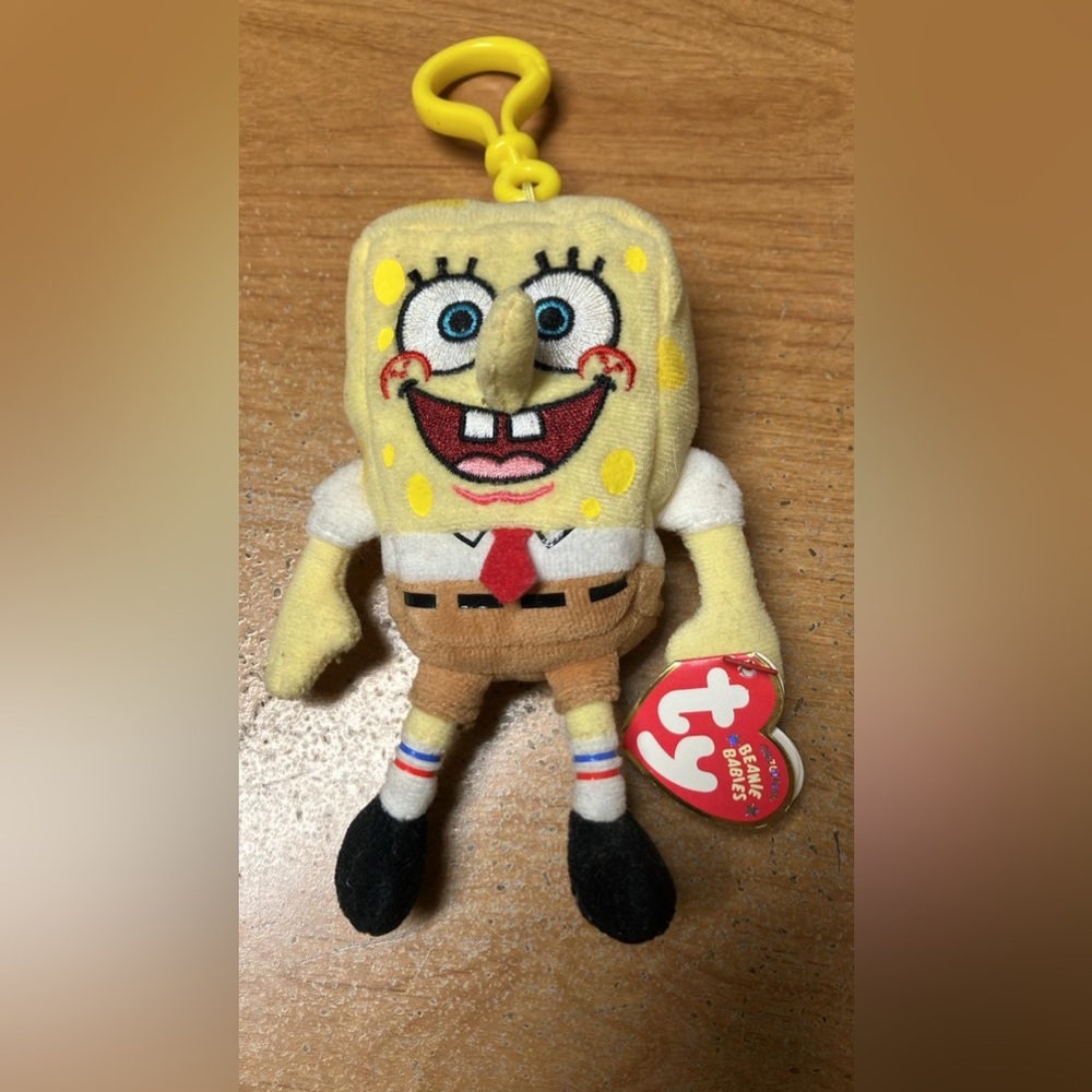 Ty SpongeBob SquarePants Plush Keychain - Yellow and Black